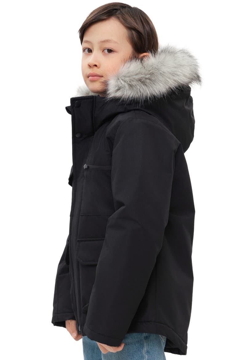 Kids' Parka Coat with Detachable Trim, Alternate, color, Black
