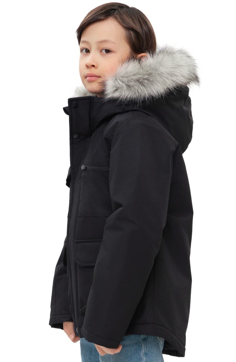 Rokka&Rolla Kids' Parka Coat with Detachable Trim, Alternate, color, Black