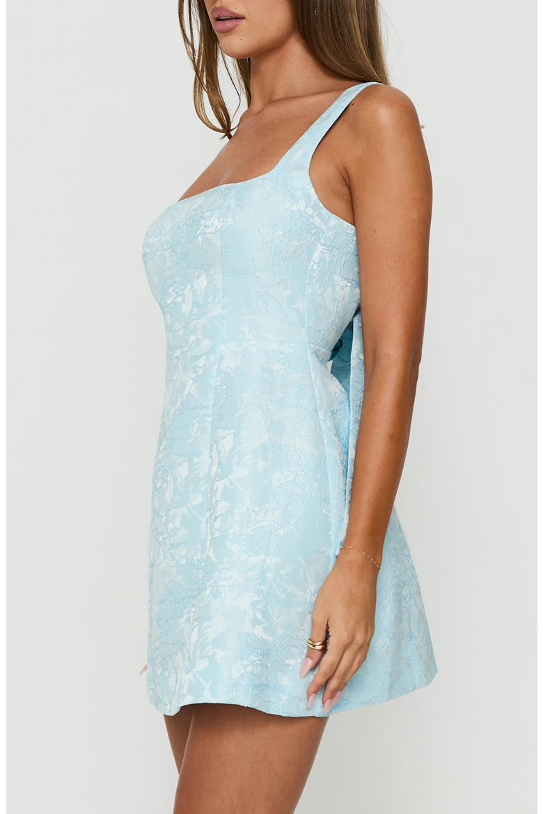 Asterie Floral Jacquard Bow Back Minidress, Alternate, color, BLUE