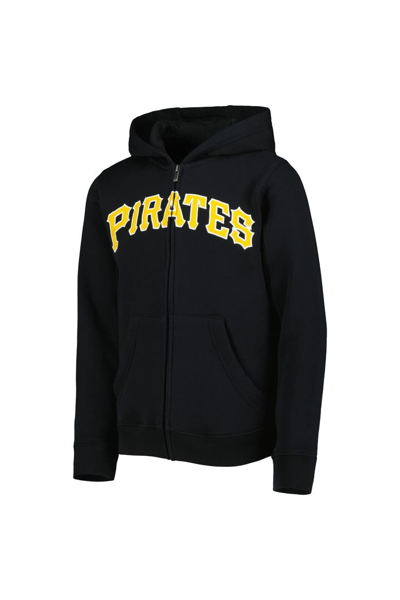 Youth Black Pittsburgh Pirates Wordmark Full-Zip Fleece Hoodie, Alternate, color, Black