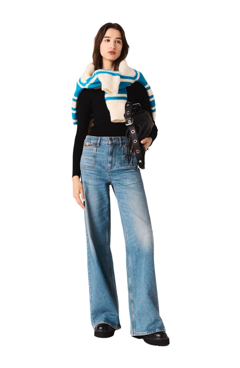 maje Flared jeans with chain, Main, color, Blue