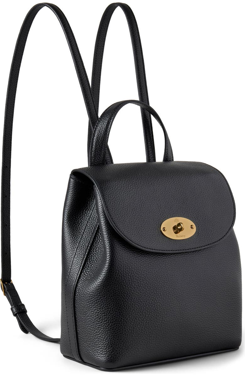 Mulberry Mini Bayswater Leather Backpack, Alternate, color, Black