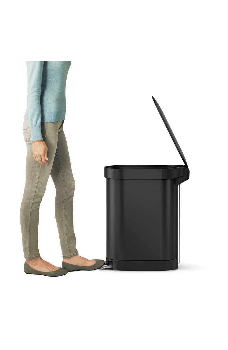 simplehuman 45L slim step can, Alternate, color, Matte Black