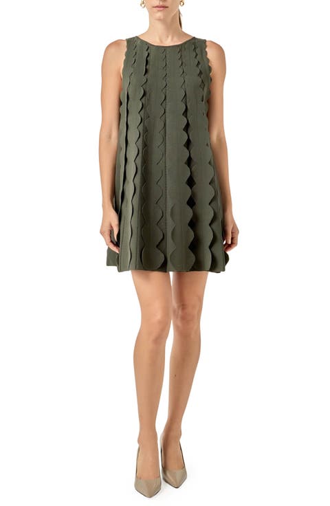Scalloped Sleeveless Shift Dress