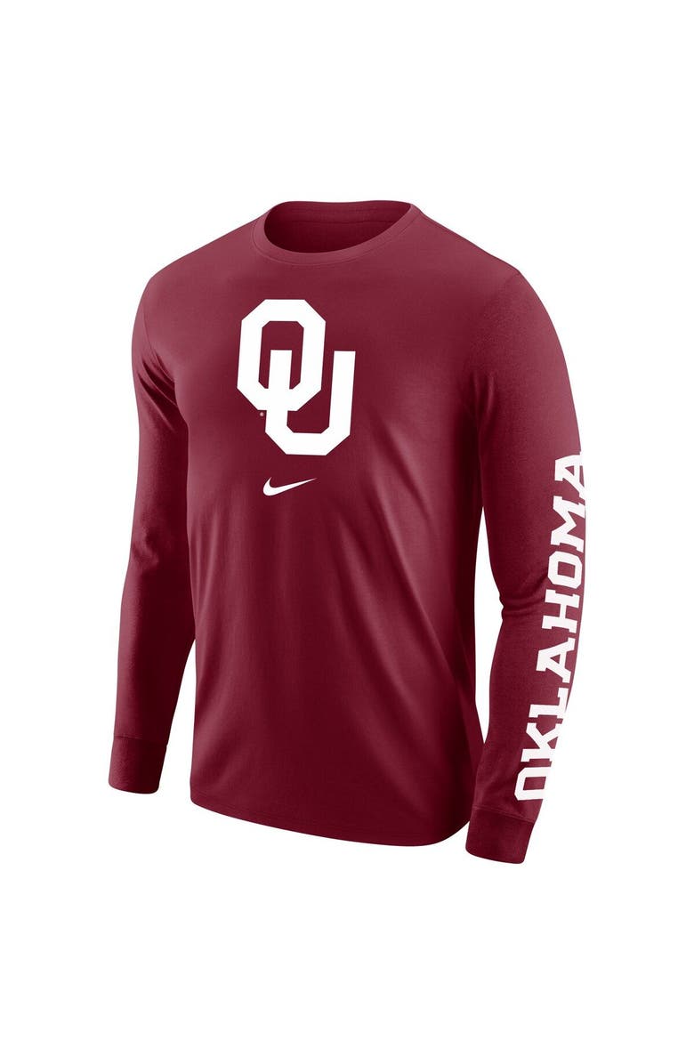 Nike Men's Nike Crimson Oklahoma Sooners Team Lockup 2-Hit Long Sleeve T-Shirt, Alternate, color, 