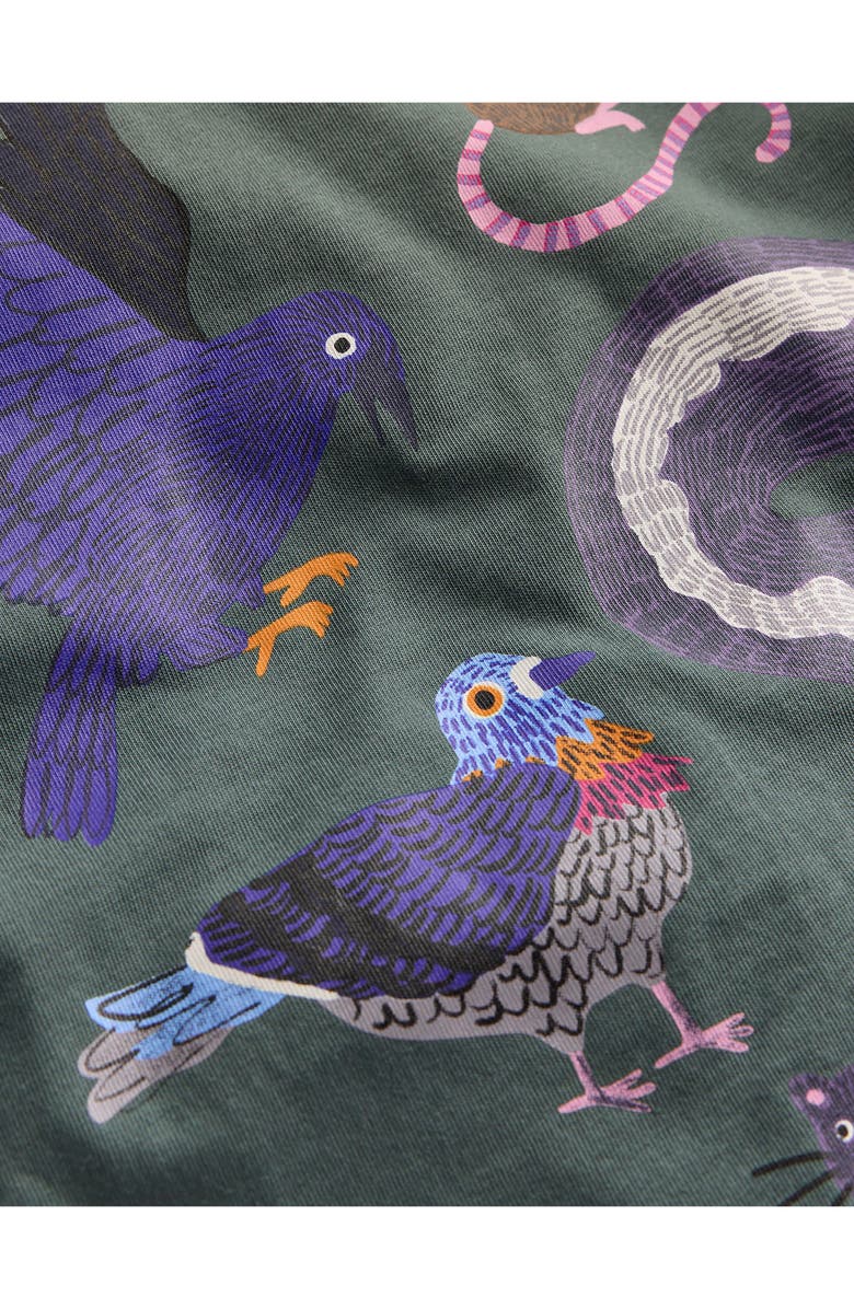 Mini Boden Kids' Long Sleeve Graphic T-Shirt, Alternate, color, Smoke Woodland Friends