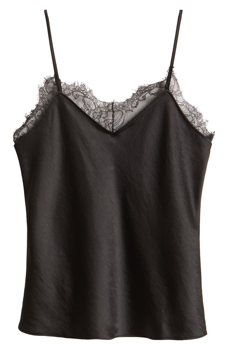 Open Edit Lace Trim Cami, Alternate, color, Black