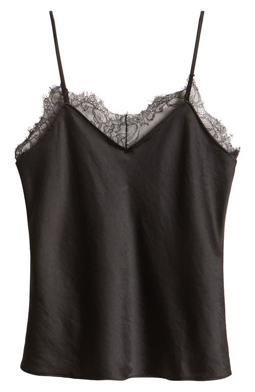 Open Edit Lace Trim Cami In Black