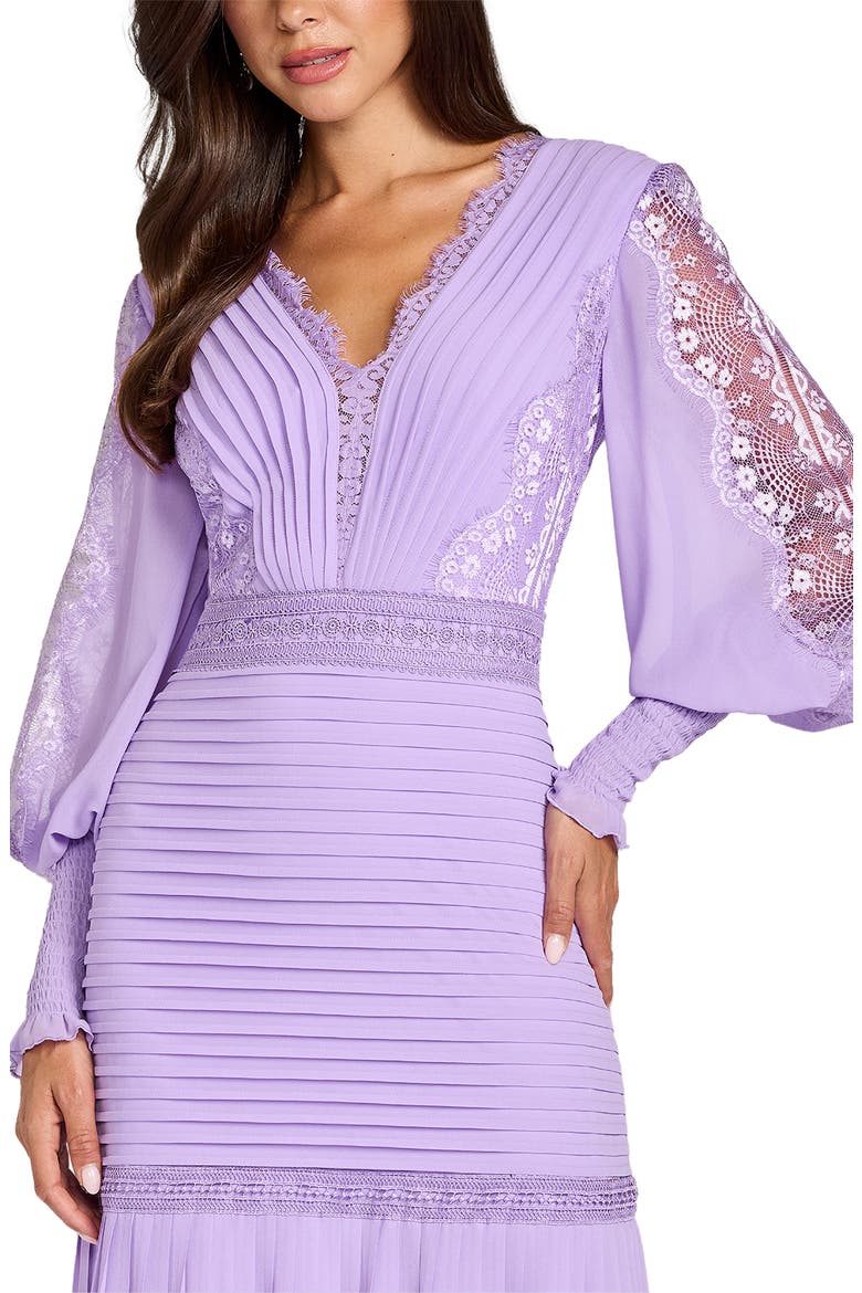 Lace Pintuck Long Sleeve Cocktail Dress, Alternate, color, PURPLE HAZE
