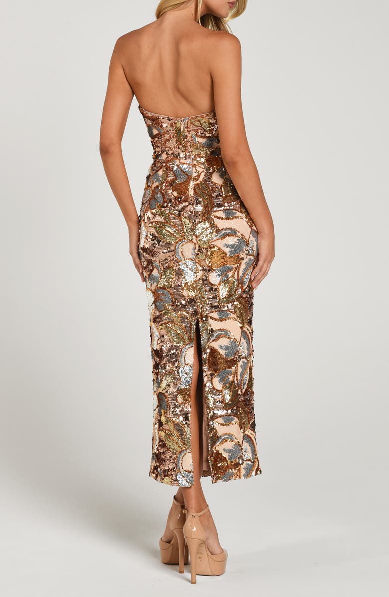 Leslie Pattern Sequin Strapless Gown