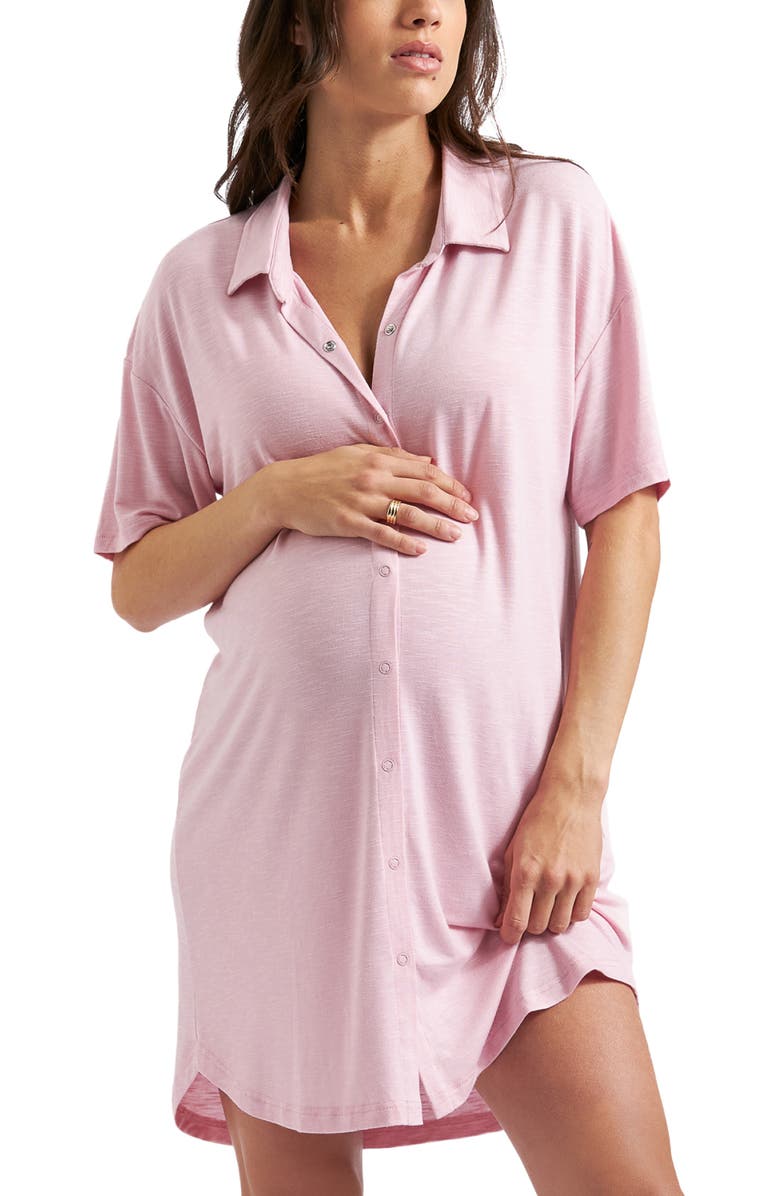 Ripe Maternity Dreamy Night Shirt, Main, color, Dusty Pink