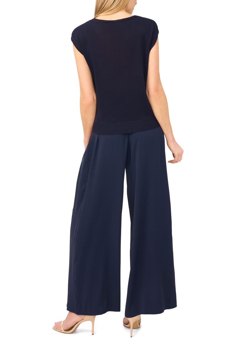 V-Neck Cap Sleeve Sweater Vest, Alternate, color, CLASSIC NAVY