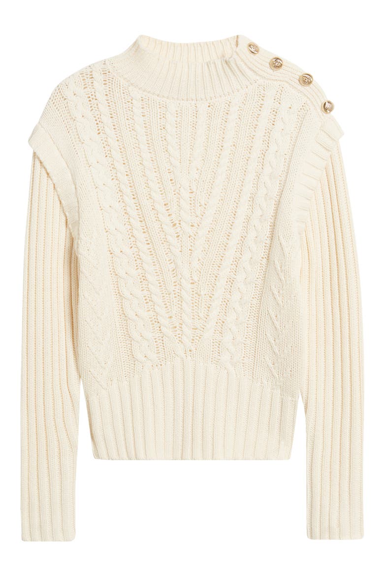 Cable Button Accent Sweater, Alternate, color, CREAM
