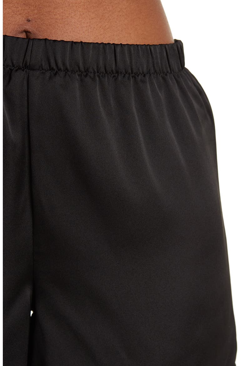 Satin Short Sleeve Shortie Set, Alternate, color, BLACK