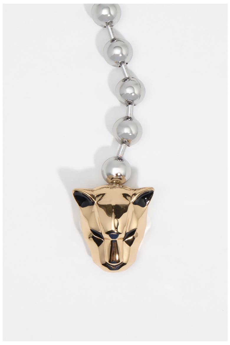 Chain Necklace With Panther Head, Alternate, color, DARK SILVER