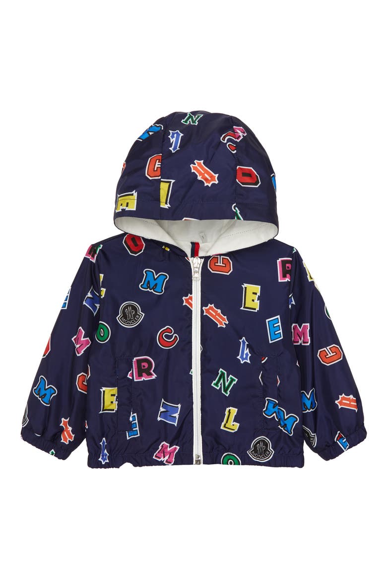 Kids' Carlin Logo Print Hooded Jacket, Main, color, NAVY MULTI