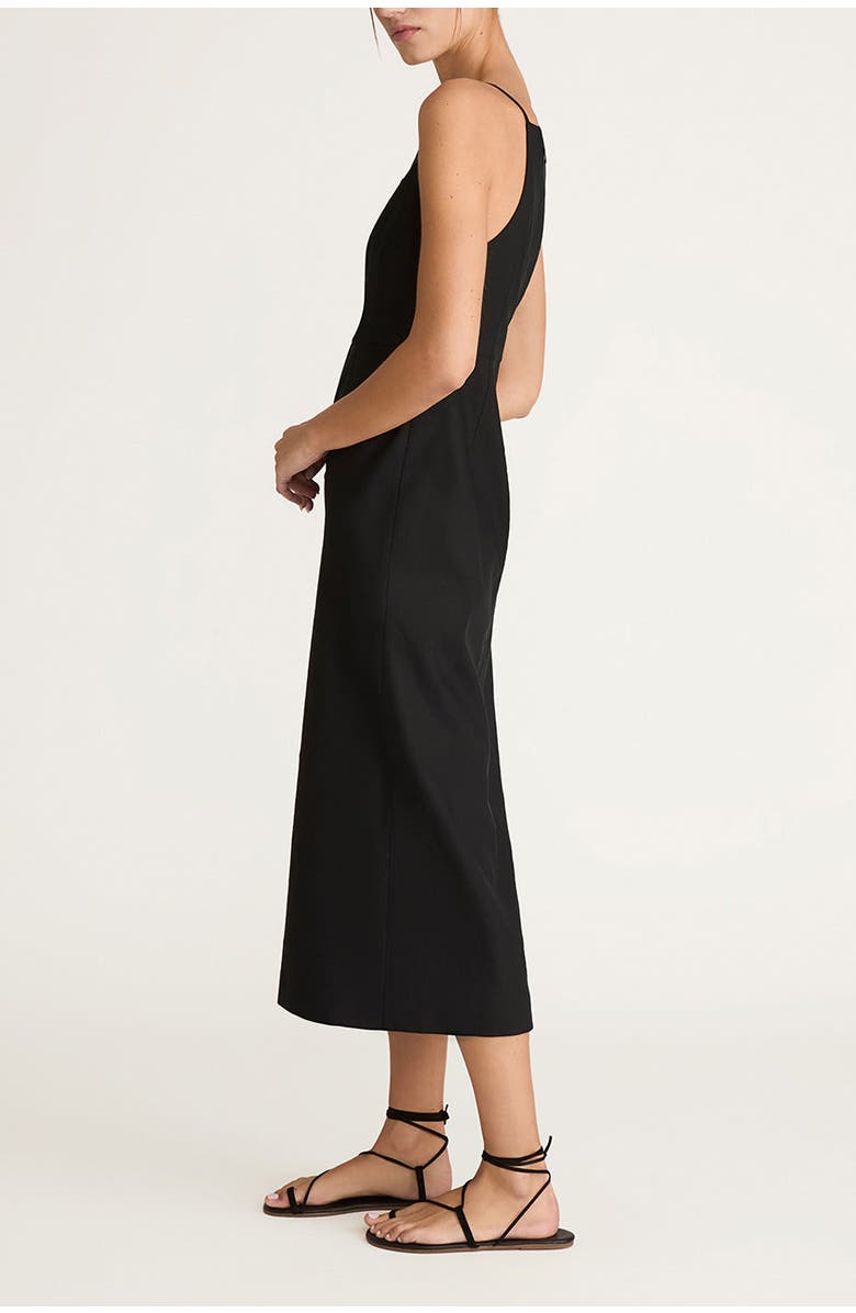 Rebecca Taylor Structured Button Front Midi Dress, Alternate, color, Black