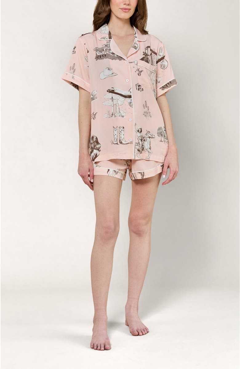 Katie Kime Texas Toile Shorts Set, Main, color, Light/Pastel Pink