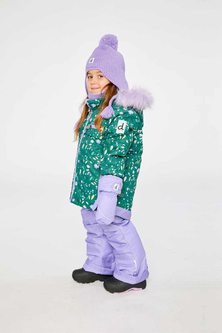 Mini Flower Play Jacket & Reinforced Pants Two Piece Snowsuit, Alternate, color, Green Printed Mini-Flowers