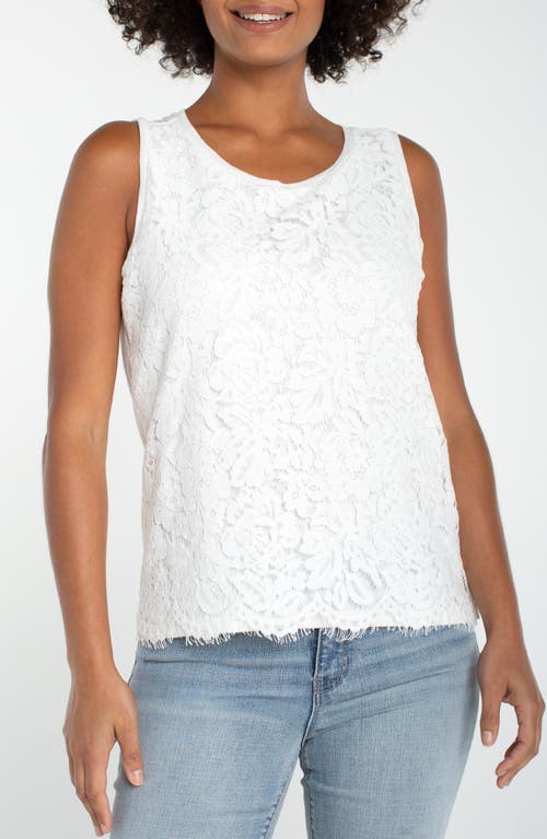 Liverpool Los Angeles Lace Front Knit Tank In White