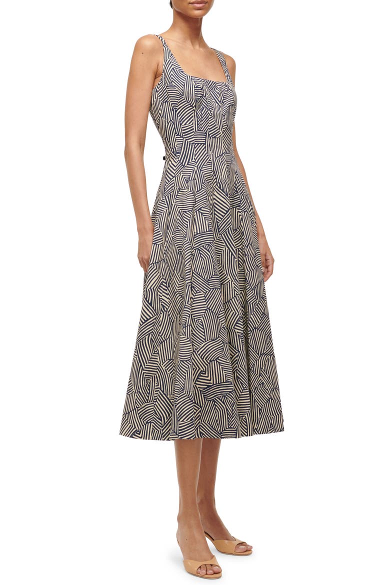 Wells Abstract Print Stretch Cotton Dress, Alternate, color, NAVY MOSAIC