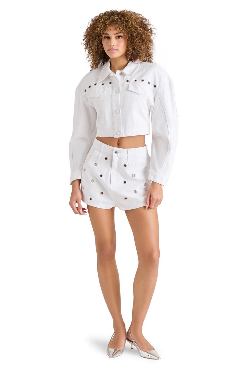Steve Madden Damiani Grommet Denim Crop Jacket, Alternate, color, 