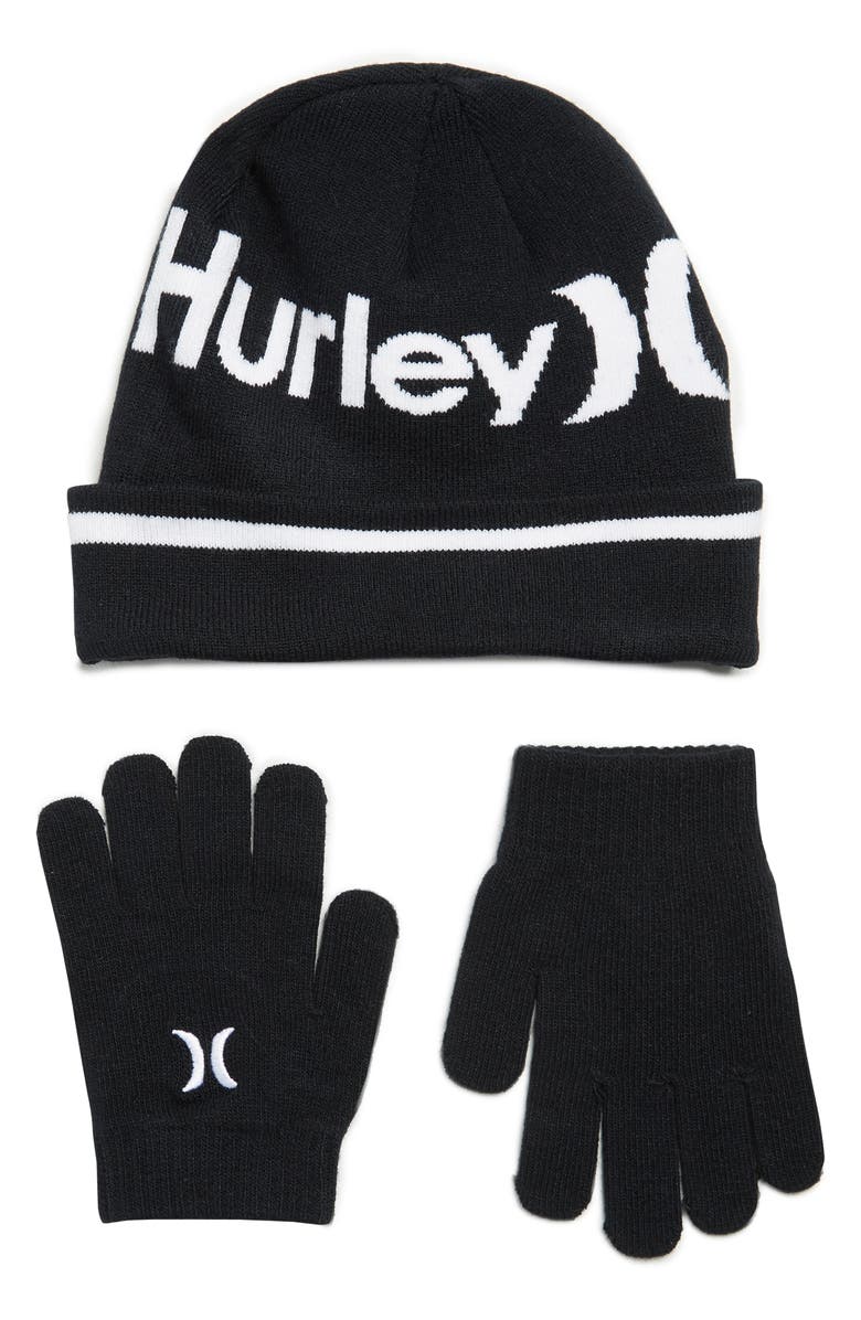 Hurley Kids' Pom Beanie & Gloves Set, Main, color, 