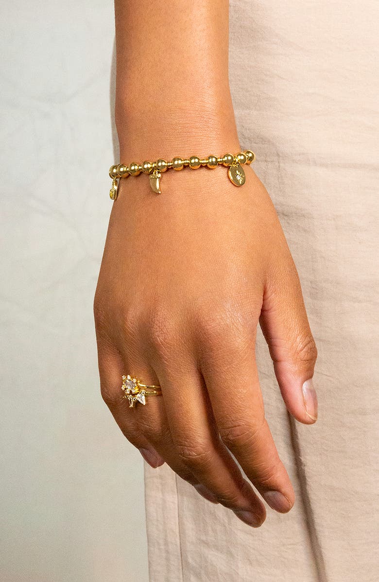 MARLYN SCHIFF Multi Charm Ball Chain Stretch Bracelet, Alternate, color, Gold