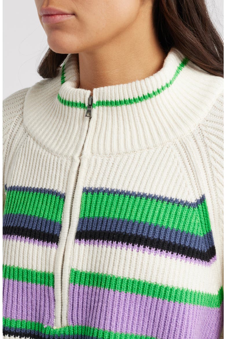 Greta Stripe Half Zip Sweater, Alternate, color, SUGAR SWIRL COMBO