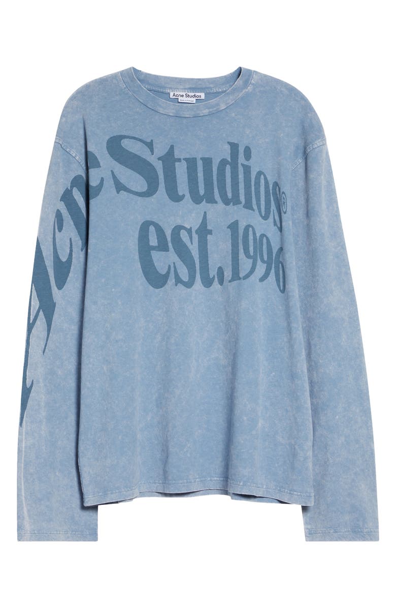 Acne Studios Edden Projection Logo Organic Cotton & Hemp T-Shirt, Main, color, Dirty Blue