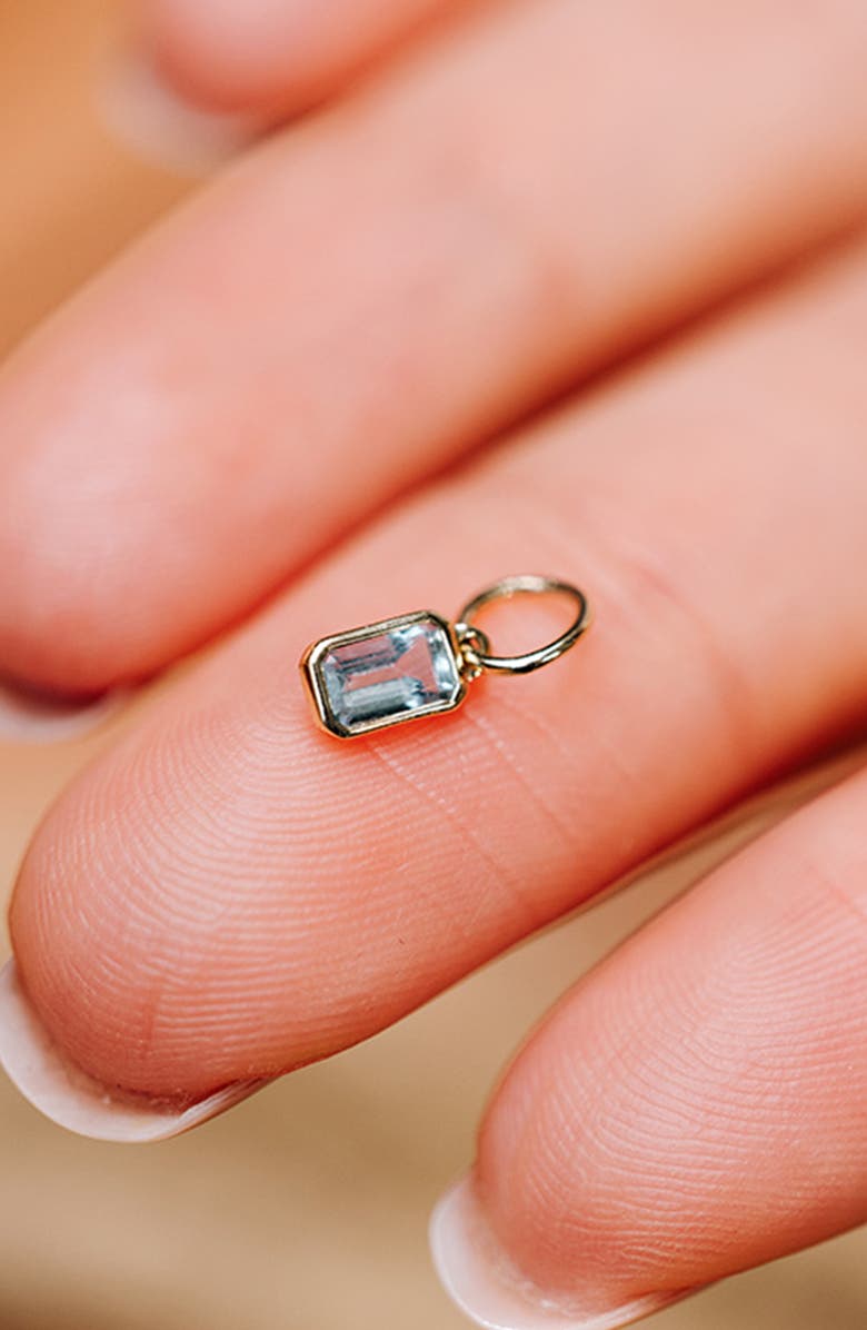 Local Eclectic Solid 9K Gold & Baguette Cut Birthstone Charm, Alternate, color, June Natural Moonstone