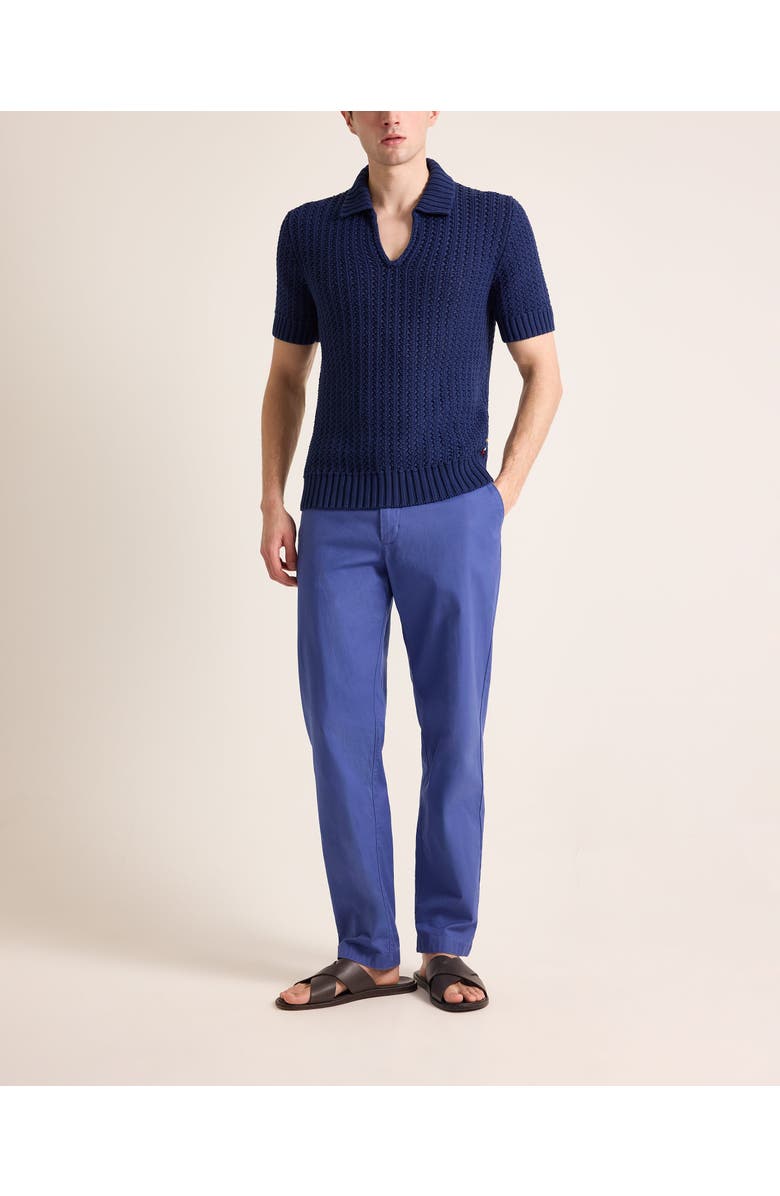 Orlebar Brown Swift Classic Fit Crochet Cotton Polo, Alternate, color, Shore Blue