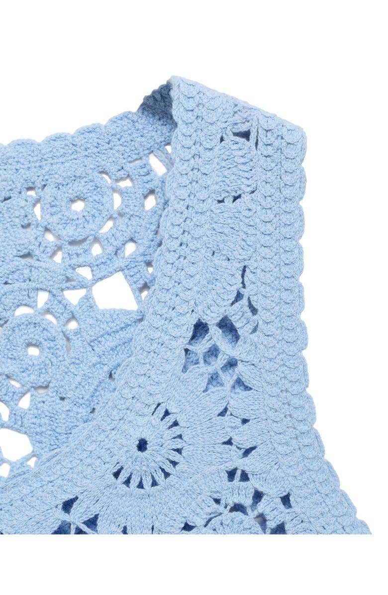 MANGO Floral Crochet Top, Alternate, color, Sky Blue
