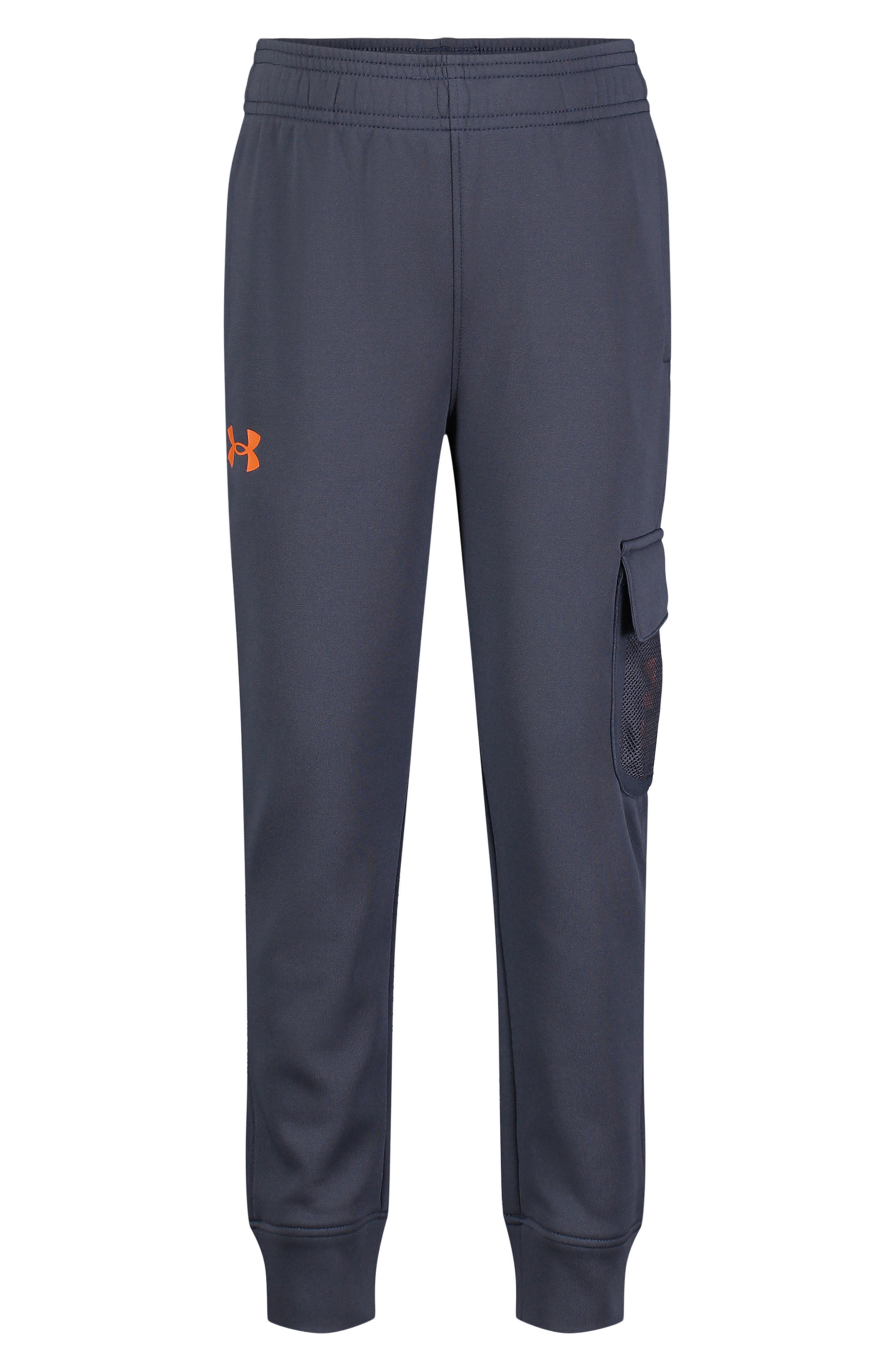 Under Armour Kids' Performance Mesh Pocket Cargo Joggers in Downpour Gray 