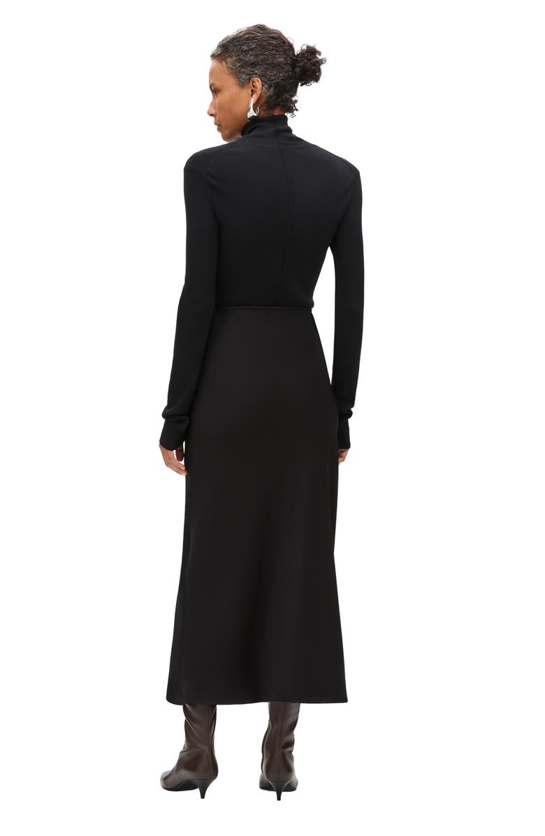 Another Tomorrow Satin Skirt, Alternate, color, Black