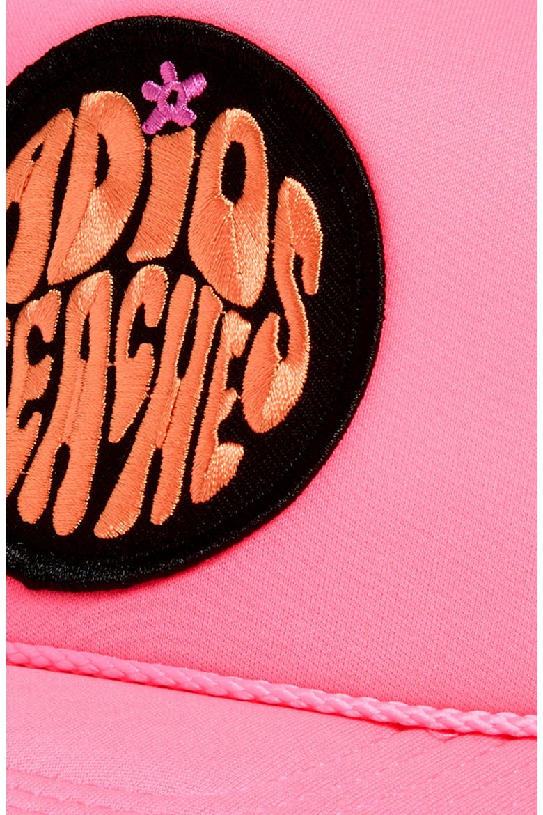 Adios Beaches Patch Trucker Hat, Alternate, color, NEON PINK