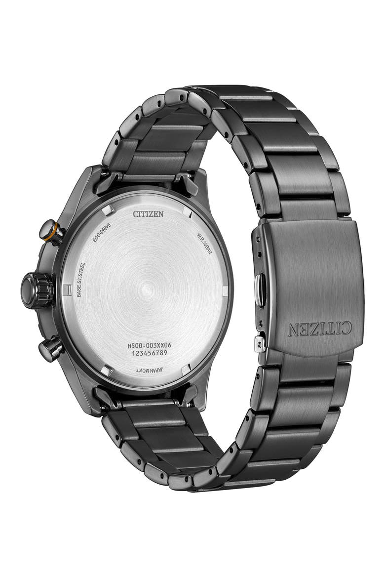 Eco-Drive Chronograph Bracelet Watch, 43.5mm, Alternate, color, BLACK