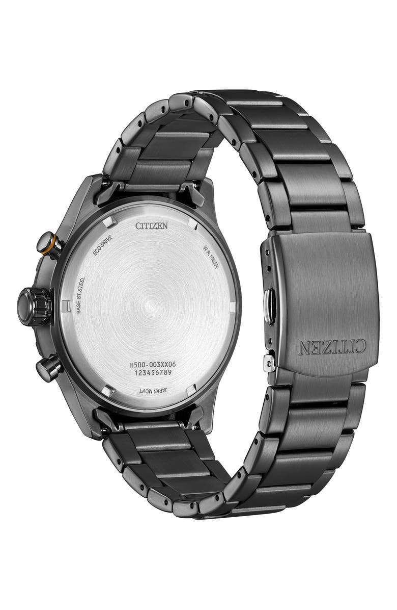 Citizen Eco-Drive Chronograph Bracelet Watch, 43.5mm, Alternate, color, Black