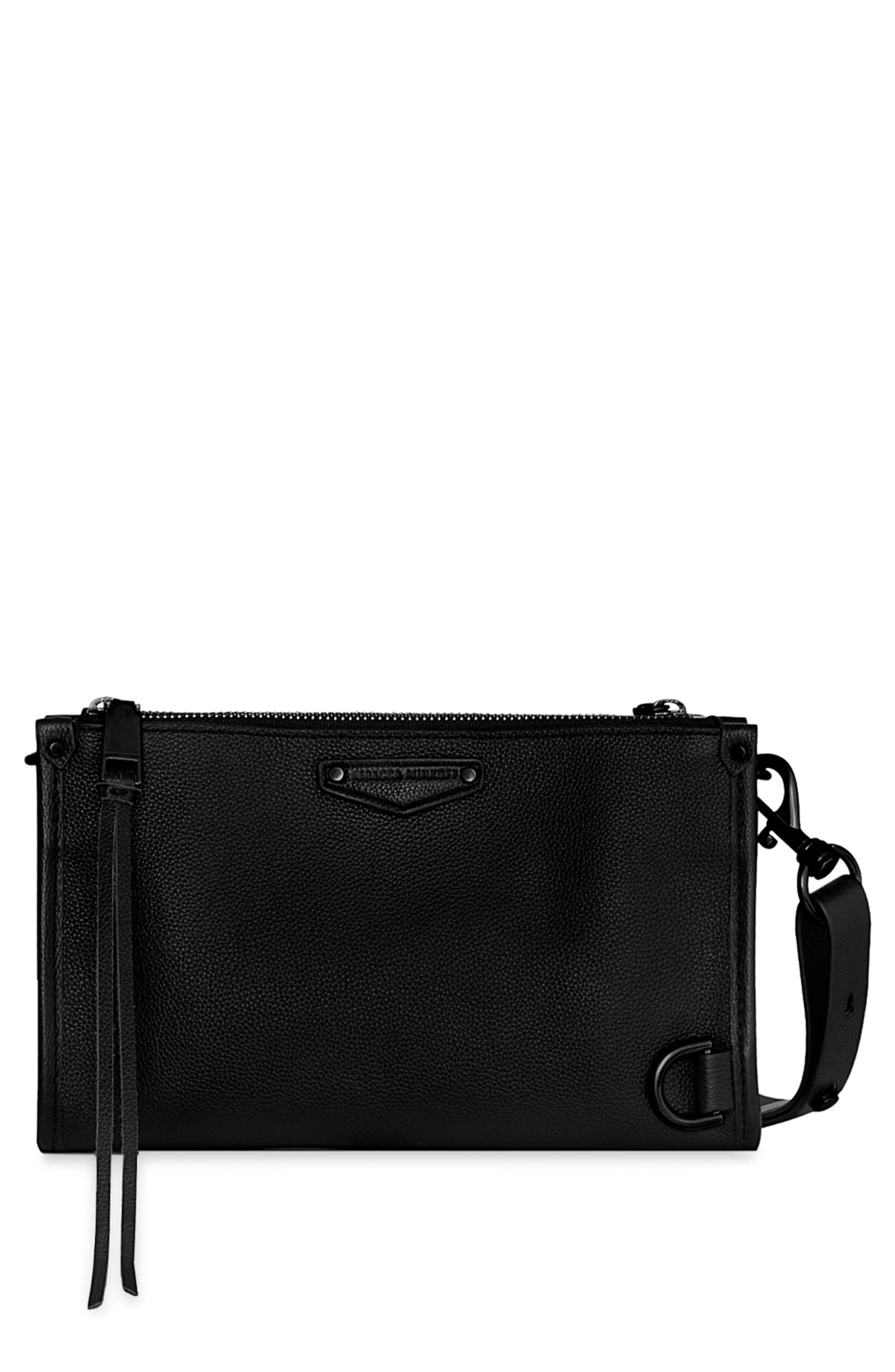 Rebecca Minkoff Small Mab Leather Crossbody Bag, Main, color, Black