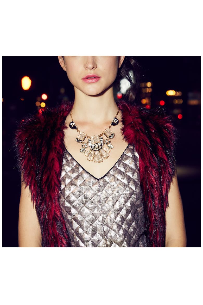 Faux Fur Long Vest, Alternate, color, MULTI