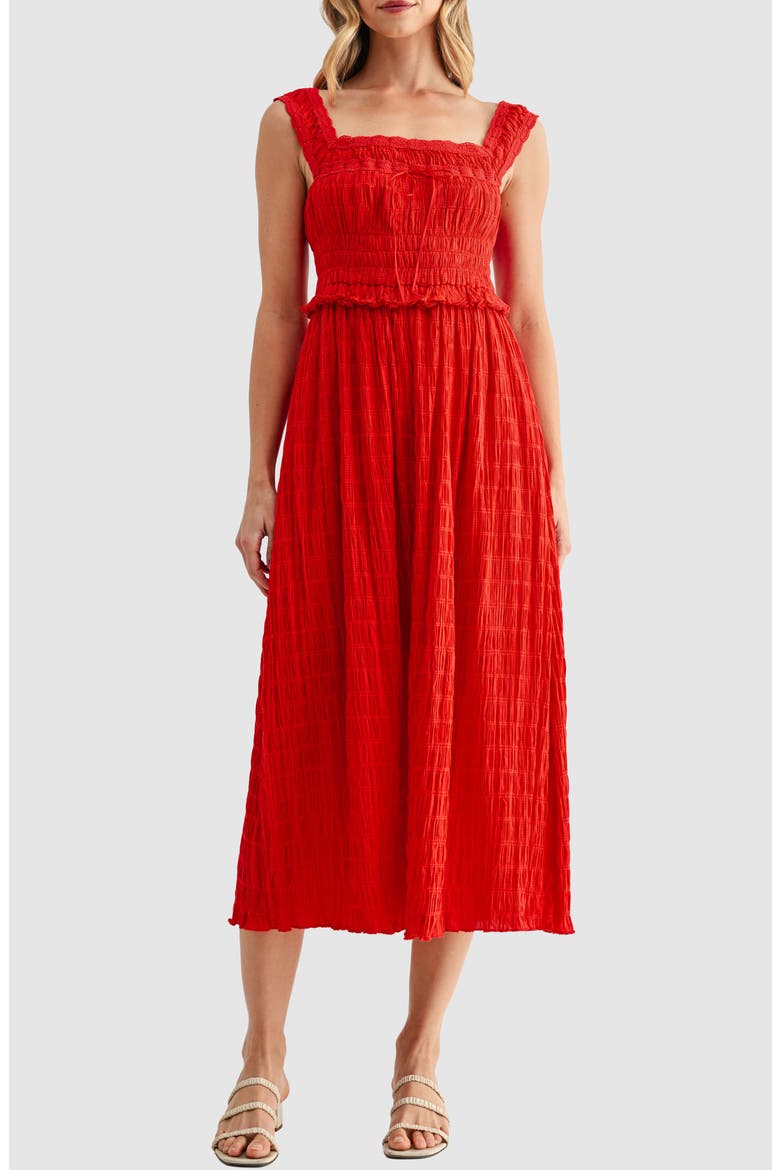 Square Neck Midi Dress, Main, color, RED