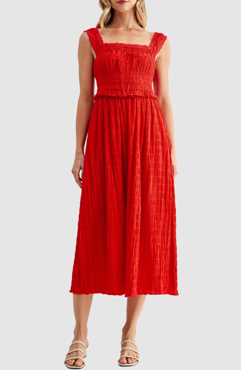 Lush Square Neck Midi Dress, Main, color, Red