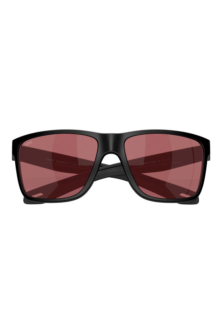 58mm Broadbill II Polarized Rectangle Sunglasses, Alternate, color, MATTE BLACK / ROSE 580G