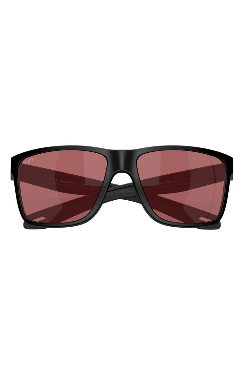 Costa Del Mar 58mm Broadbill II Polarized Rectangle Sunglasses, Alternate, color, Matte Black / Rose 580G