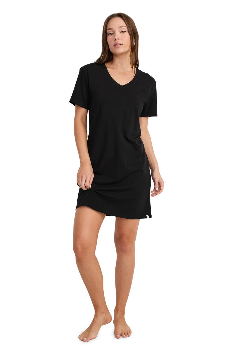 Women's Organic Cotton Stretch Sleep Shirt, Alternate, color, Black