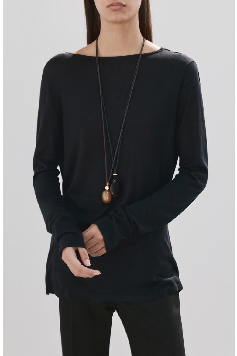 Open Back Sweater, Main, color, BLACK