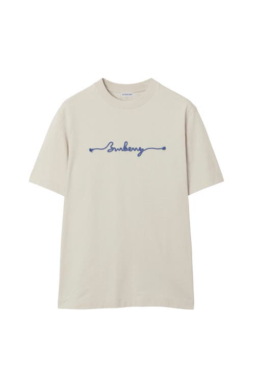 Burberry Mens Sail Knot Logo-text Crewneck Cotton T-shirt In Sail
