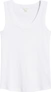 Caslon® Scoop Neck Rib Cotton Tank