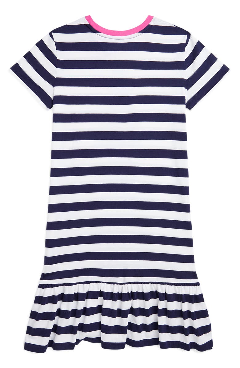 Polo Ralph Lauren Kids' Sailing Polo Bear Stripe Cotton Graphic Dress, Alternate, color, 