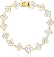 The Lovery Fine Jewelry Mother of Pearl CZ Clover Bracelet